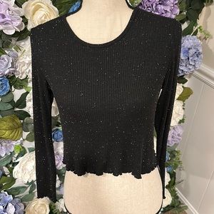 American Eagle Black Ribbed Long Sleeve Top